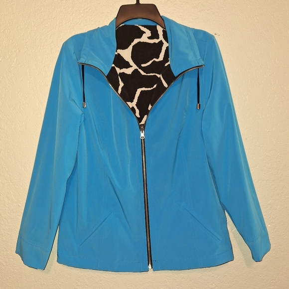 Chico's Zenergy Size 2  Large Black Design Reversible Windbreaker - Picture 3 of 8